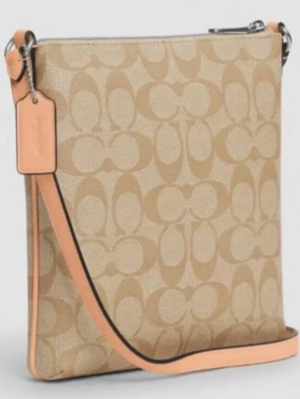 Coach Khaki/Faded Blush Mini Rowan Signature Canvas & Leather File Bag- CS182 - Picture 2 of 16